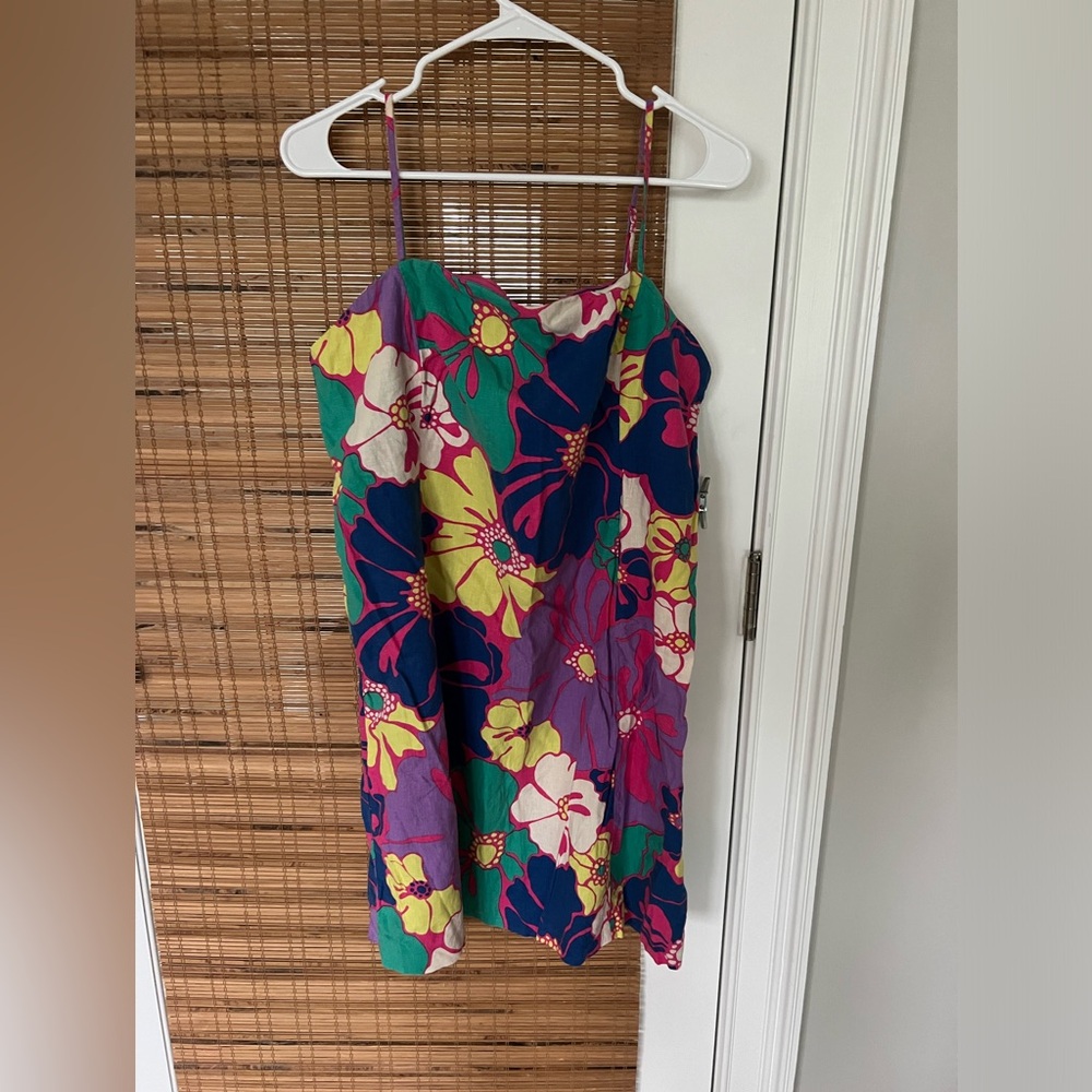 Gap Spaghetti Strap Linen Blend Floral Mini Dress